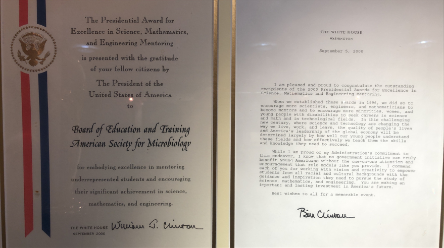 The Presidential Award for Excellence in Science, Mathematics and Engineering Mentoring.